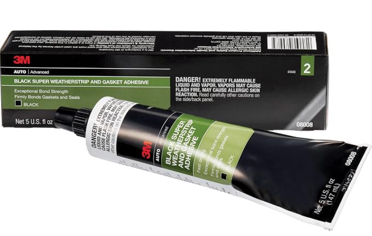 3M Black Super Weatherstrip and Gasket Adhesive, 08008, 5 fl oz, 1 Per Pack