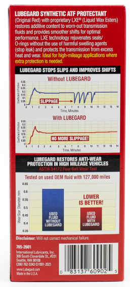 Lubegard synthetic AT fluid protectant 60902 for all vehicles performance enhancer for automatic transmissions