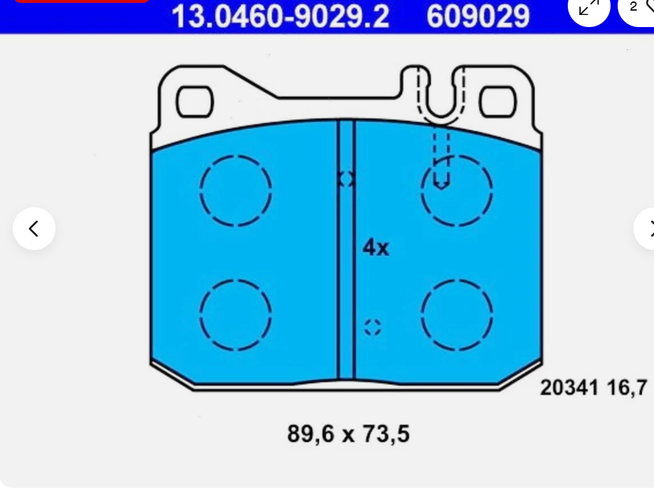 Brake Pad Set - Front, Late - R107 SL