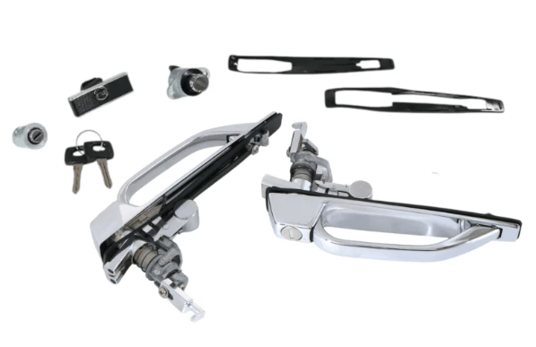 Exterior Door Handle Set, Chrome, Pair - Mercedes-Benz R107 SL - AP-Aussentuergriffe - Obscure Parts